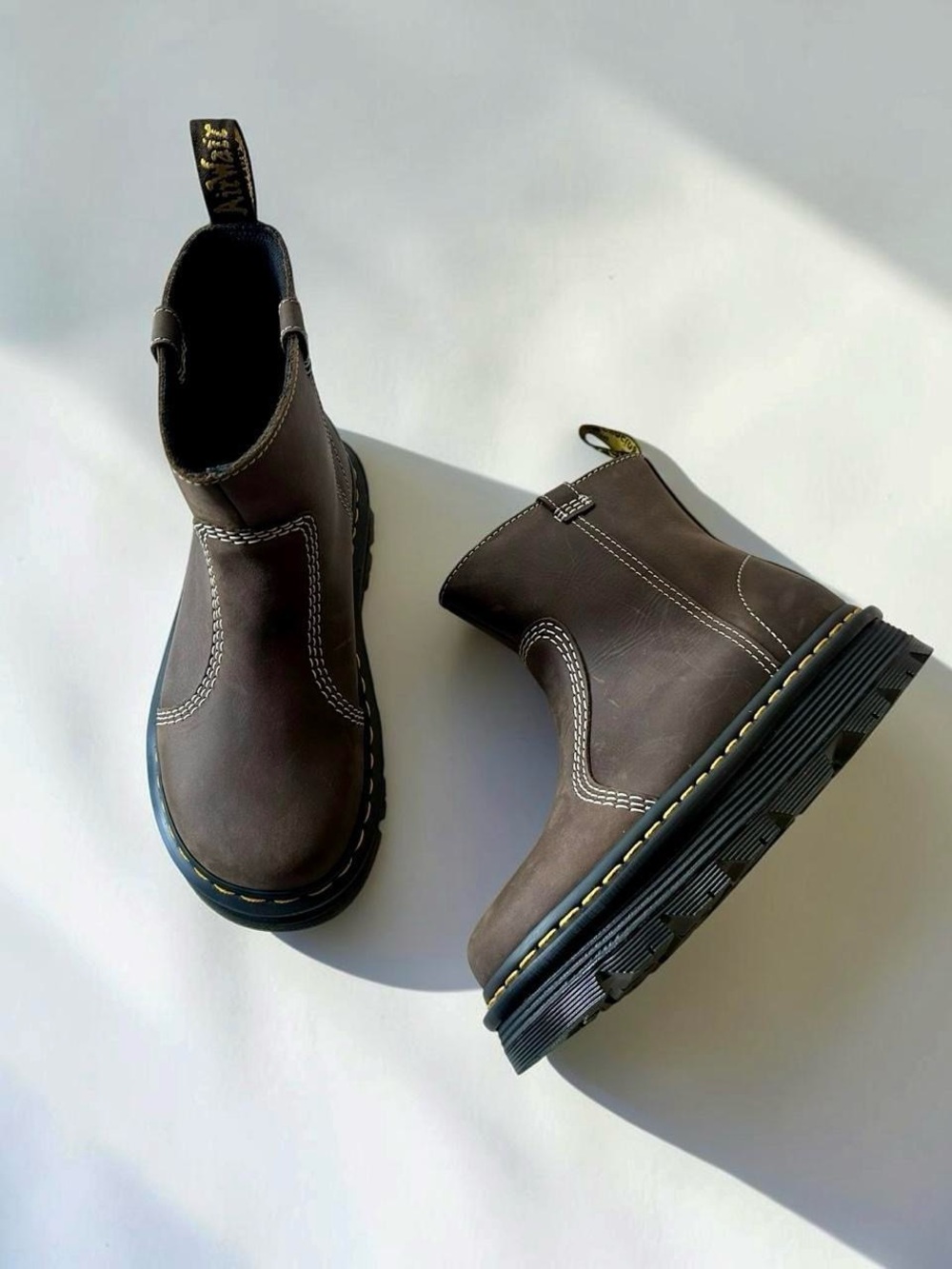 Dr. Martens Zebzag Rigger Brown Leather Boots Women’s 11/ Men’s 10